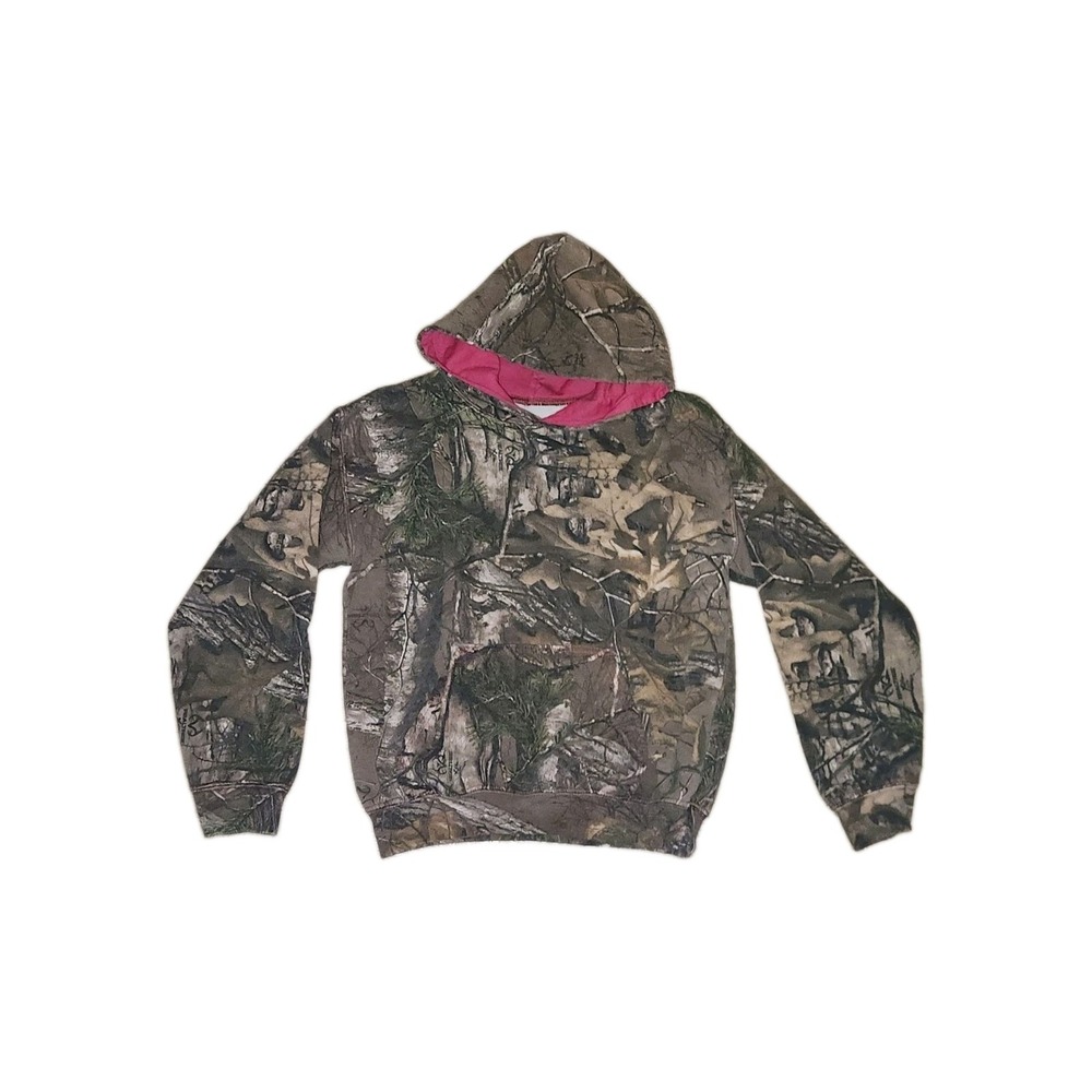 Realtree Girl camo hoodie with pink lining, size M